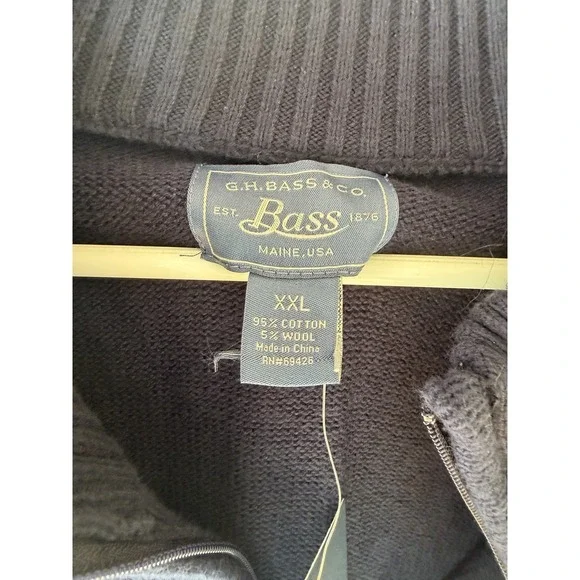 G.H. BASS 1/4 Zip Long Sleeve Pullover Blue Navy Sweater Men's XXL Mock Neck NWT - Picture 3 of 6